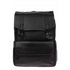На фото 2 - Рюкзак мужской из фактурной искусственной кожи с карманом для ноутбука, цвет чёрный