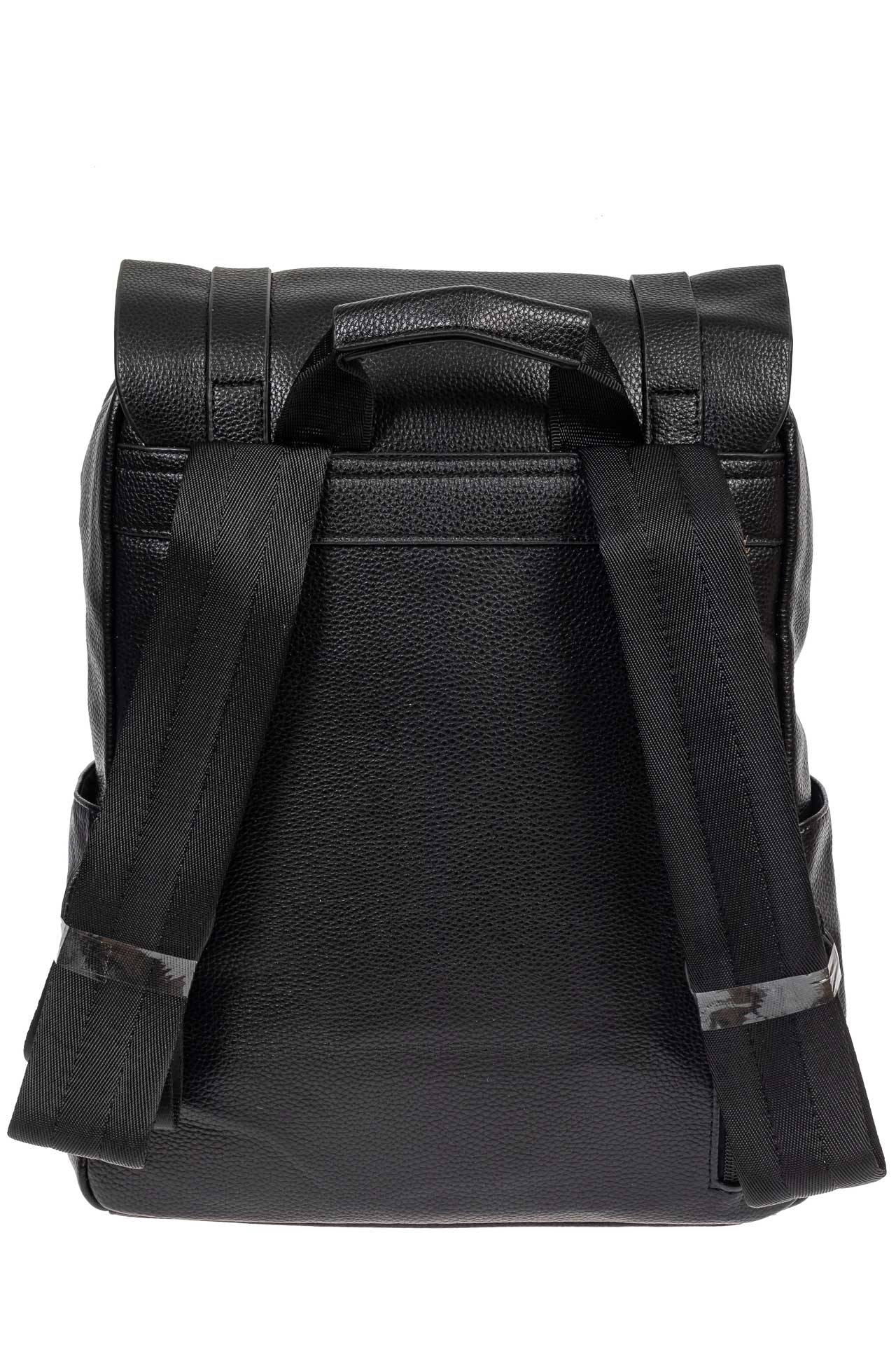 На фото 3 - Рюкзак мужской из фактурной искусственной кожи с карманом для ноутбука, цвет чёрный