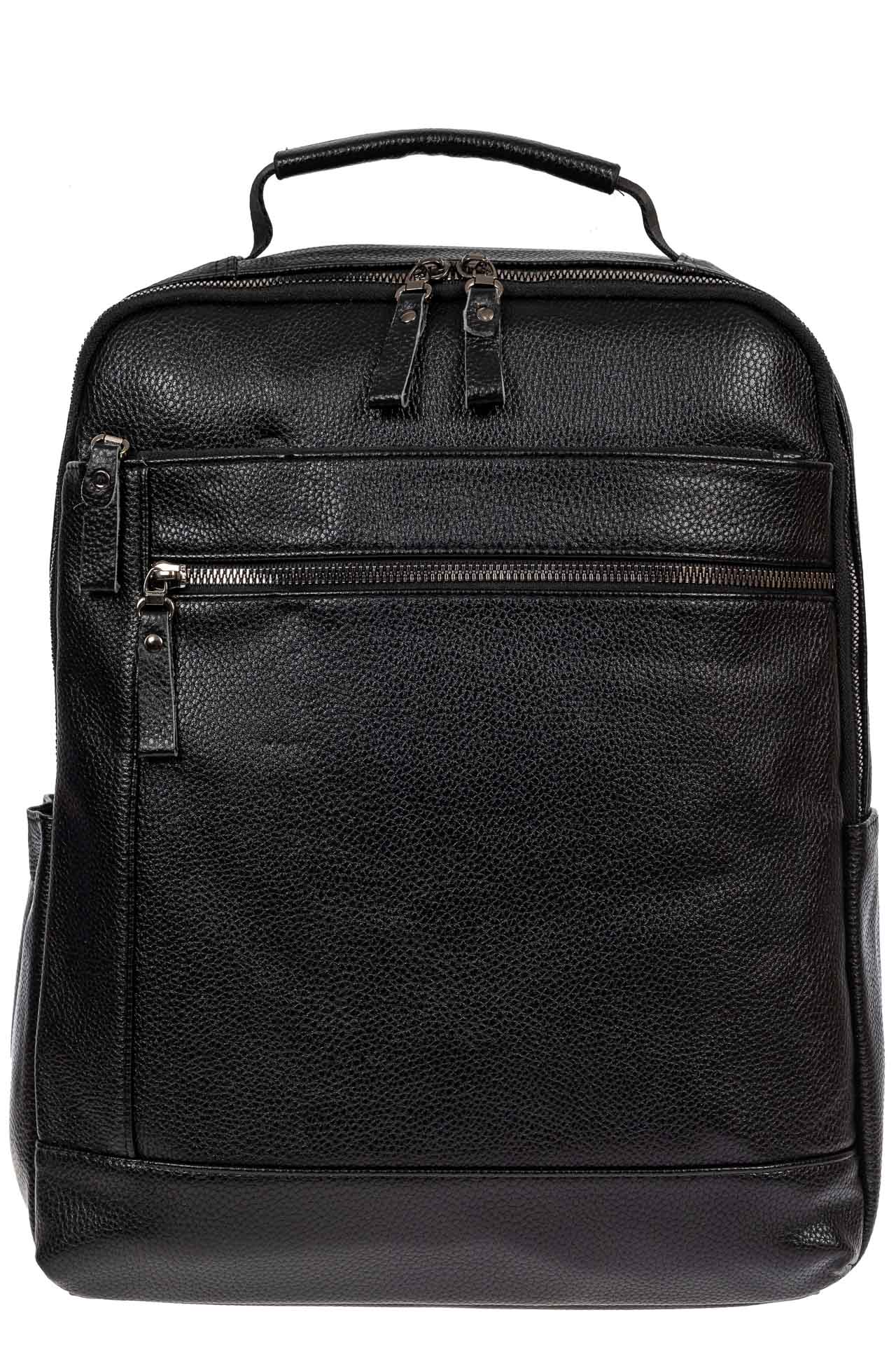 На фото 2 - Мужской рюкзак из экокожи с отделением для ноутбука, цвет чёрный
