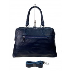 На фото 2 - Женская сумка тоут из натуральной кожи, цвет синий