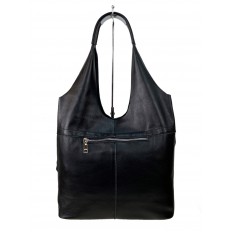На фото 2 - Женская сумка шоппер из натуральной кожи, цвет черный