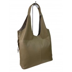 На фото 3 - Женская сумка шоппер из натуральной кожи, цвет бежево-коричневый
