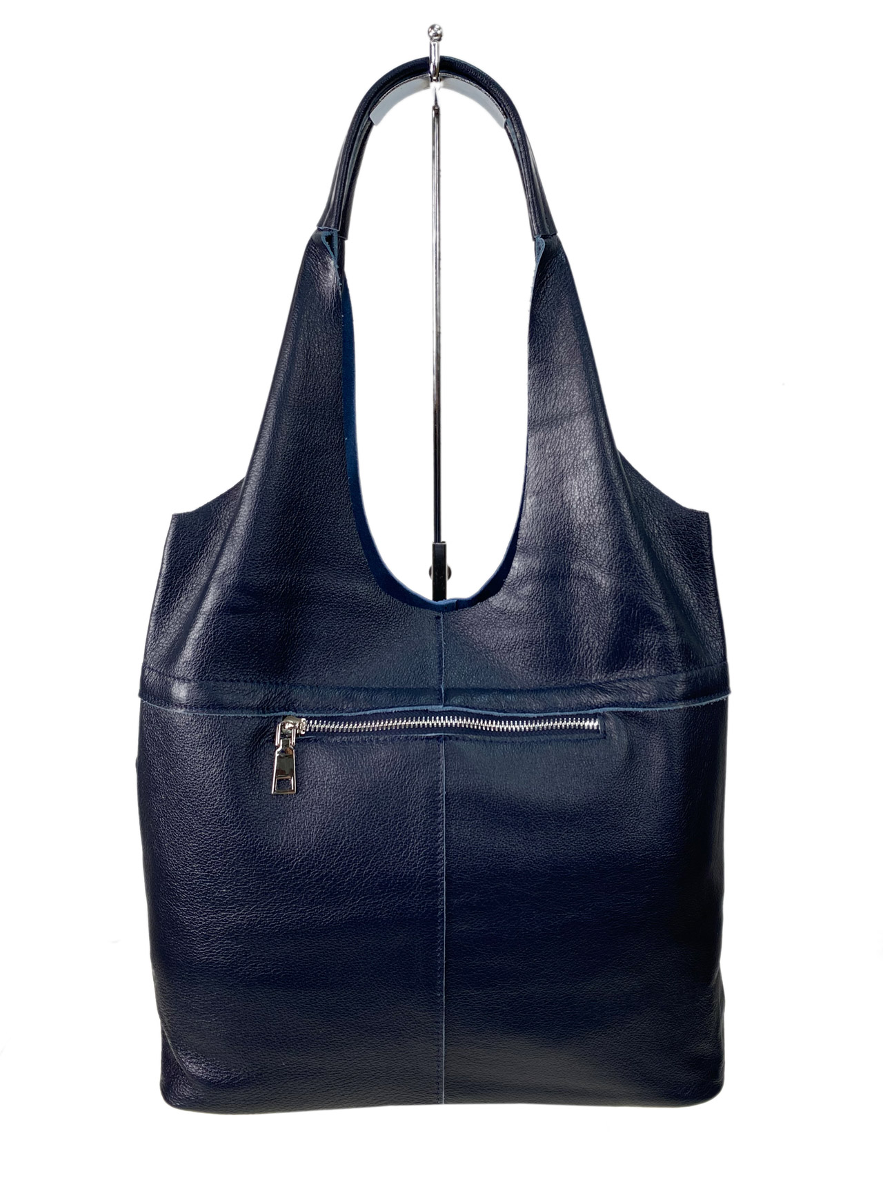 На фото 2 - Женская сумка шоппер из натуральной кожи, цвет синий