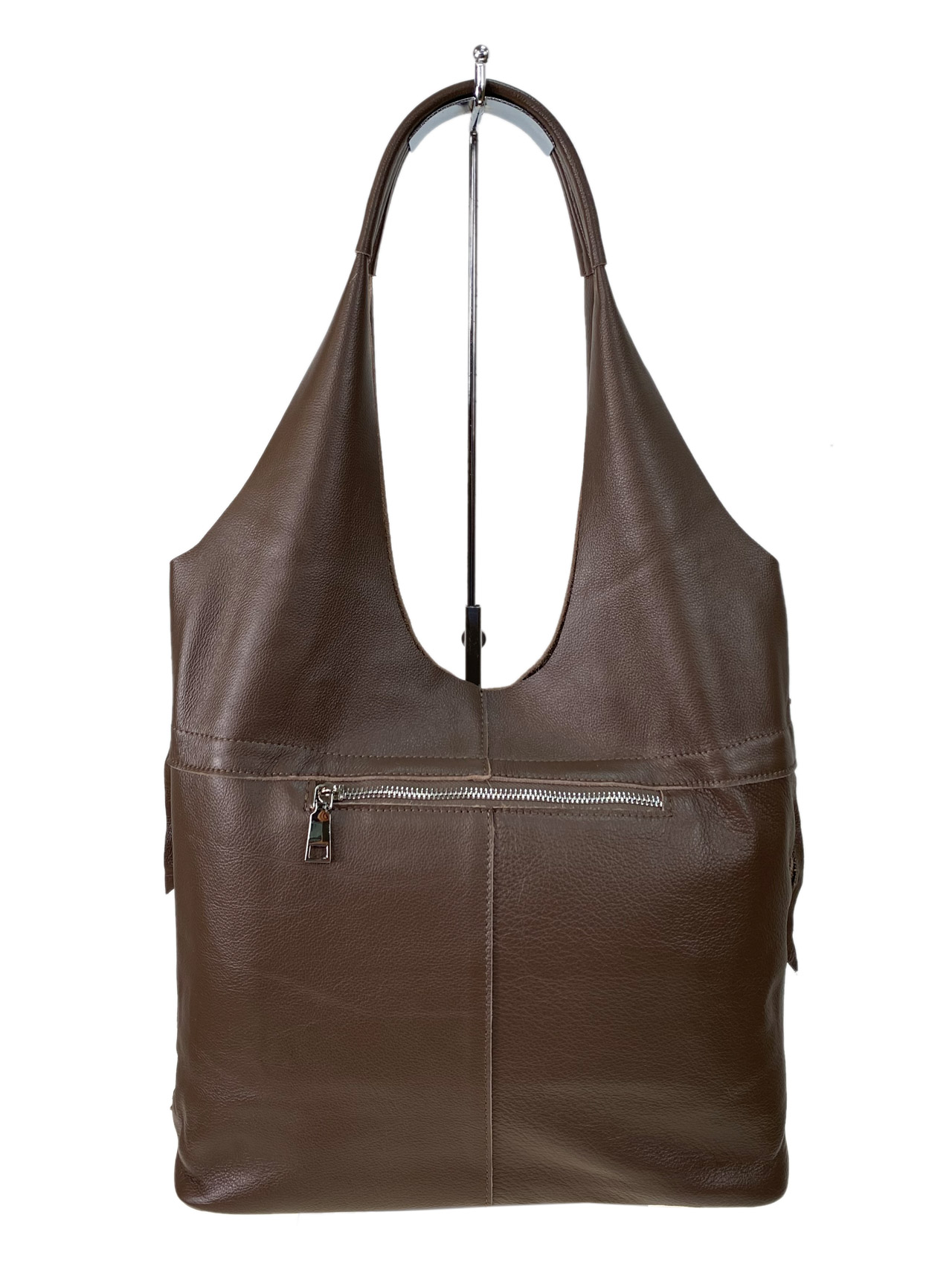 На фото 2 - Женская сумка шоппер из натуральной кожи, цвет коричневый