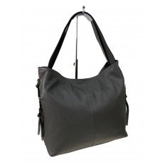На фото 3 - Женская сумка из натуральной кожи, цвет серый 