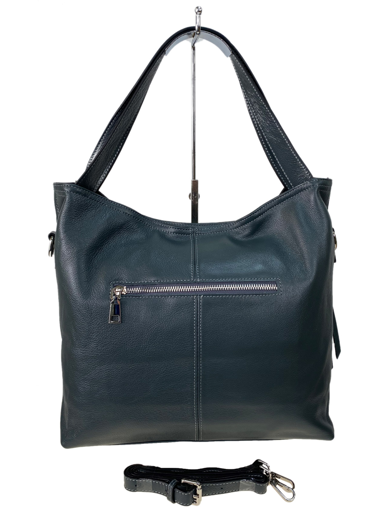 На фото 2 - Женская сумка из натуральной кожи, цвет графит 