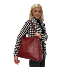 На фото 1 - Женская сумка из натуральной кожи, цвет бордовый