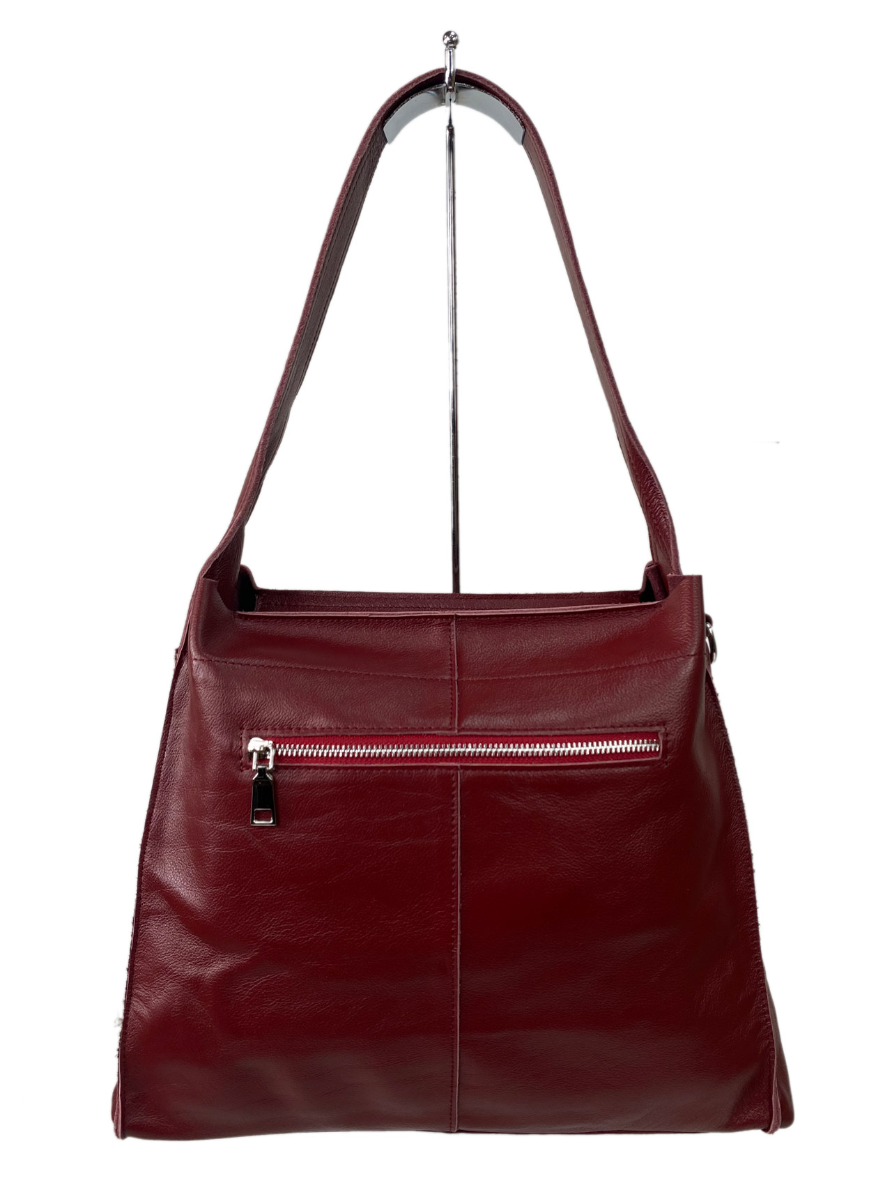 На фото 2 - Женская сумка из натуральной кожи, цвет бордовый