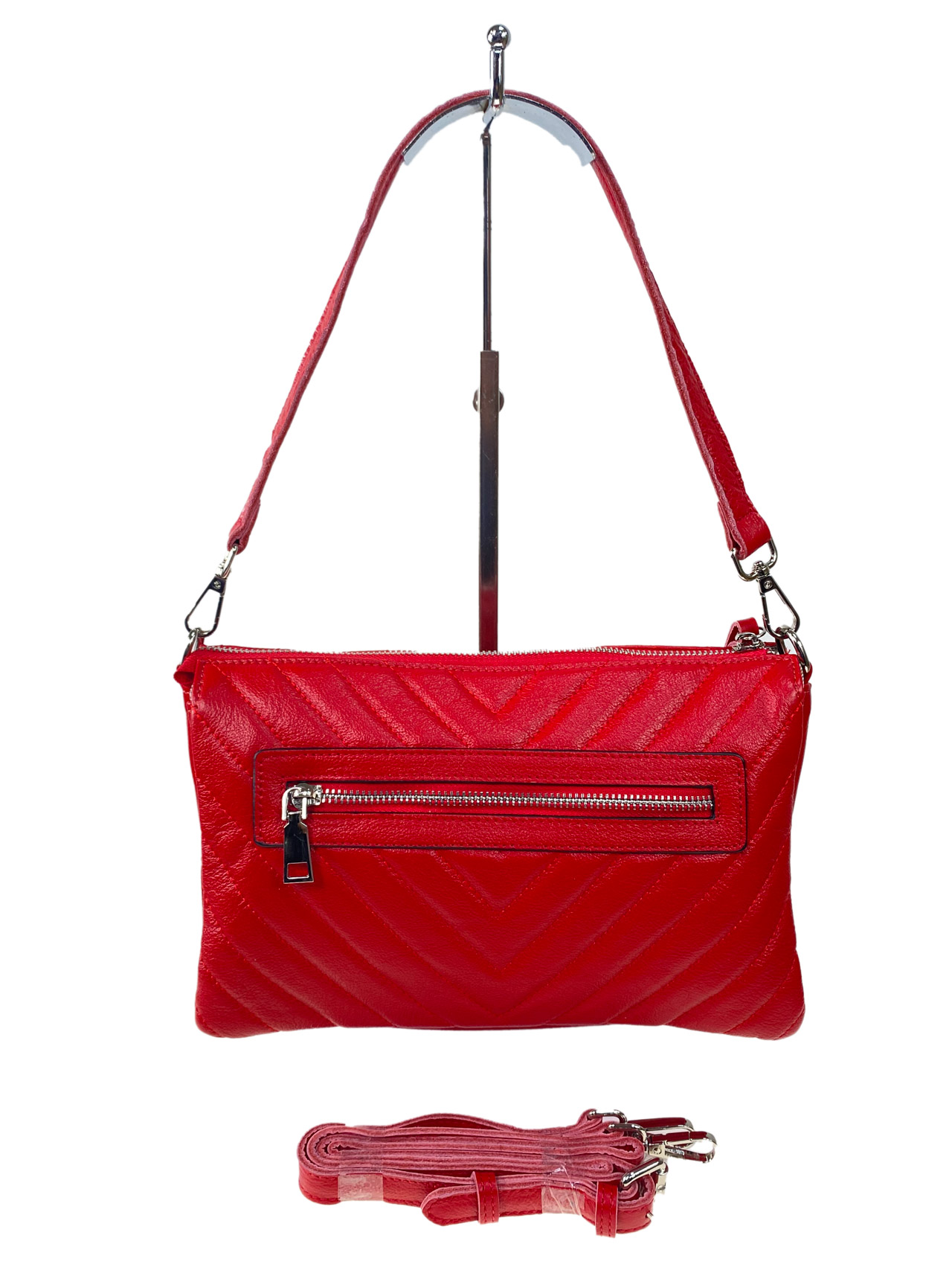 На фото 2 - Женская сумка клатч из натуральной кожи , цвет красный