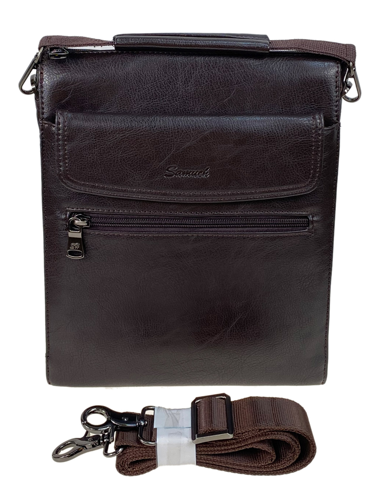 На фото 1 - Мужская сумка планшет из натуральной кожи цвет коричневый