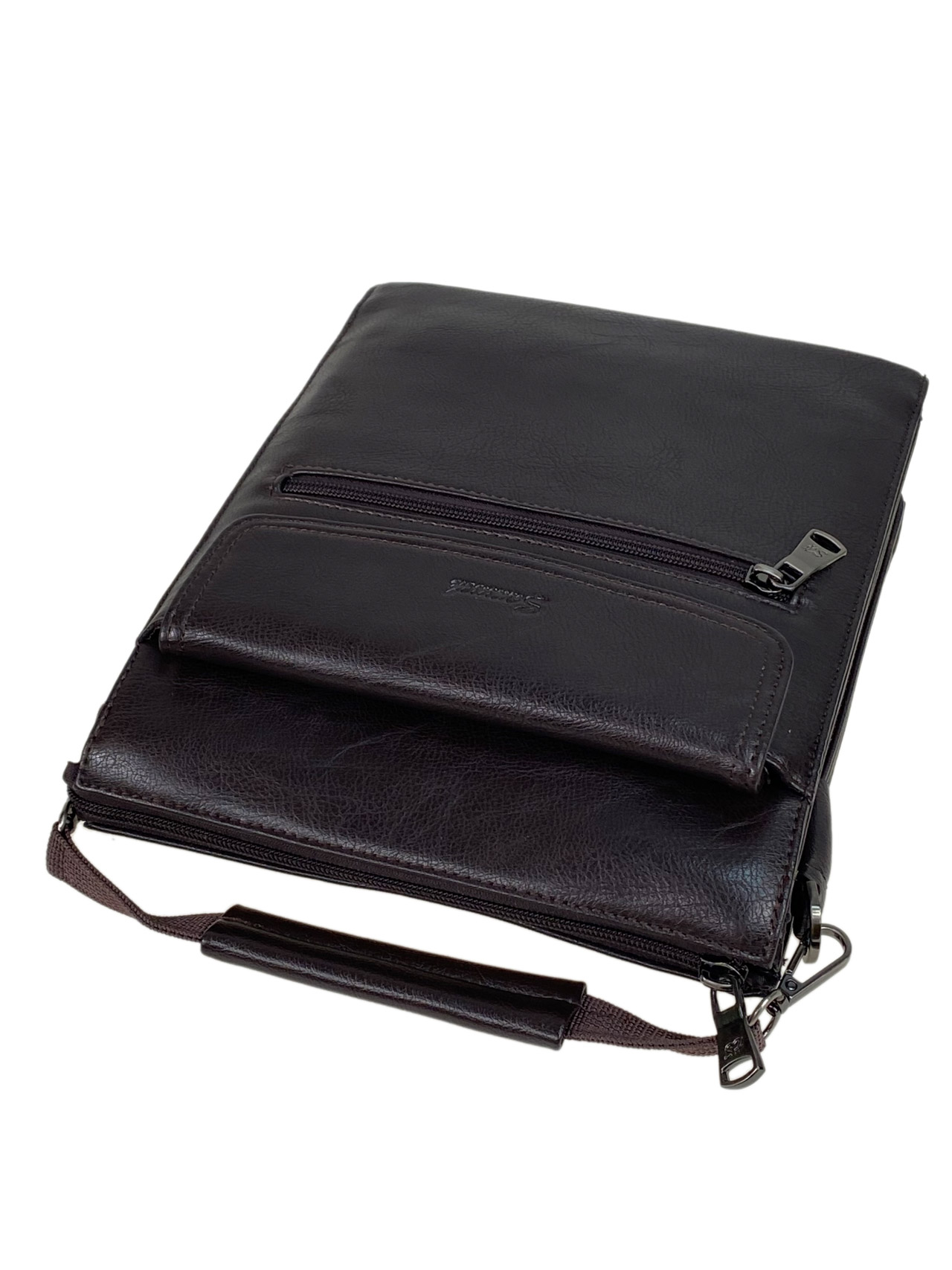 На фото 2 - Мужская сумка планшет из натуральной кожи цвет коричневый