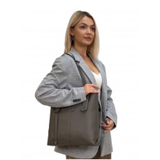 На фото 3 - Женская сумка из искусственной кожи цвет серый