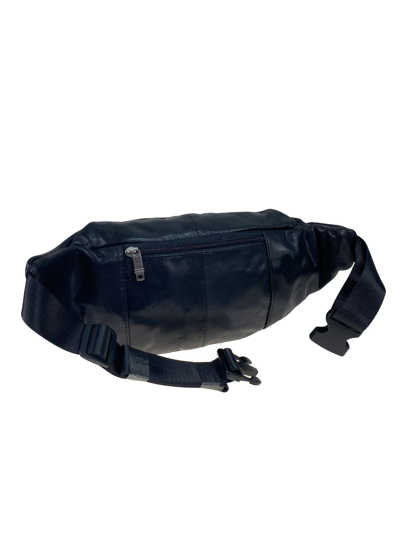 На фото 2 - Мужская сумка на пояс из натуральной  кожи, цвет черный 