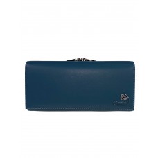 На фото 1 - Женский кошелёк-портмоне из искусственной кожи с металлическим декором, цвет голубой