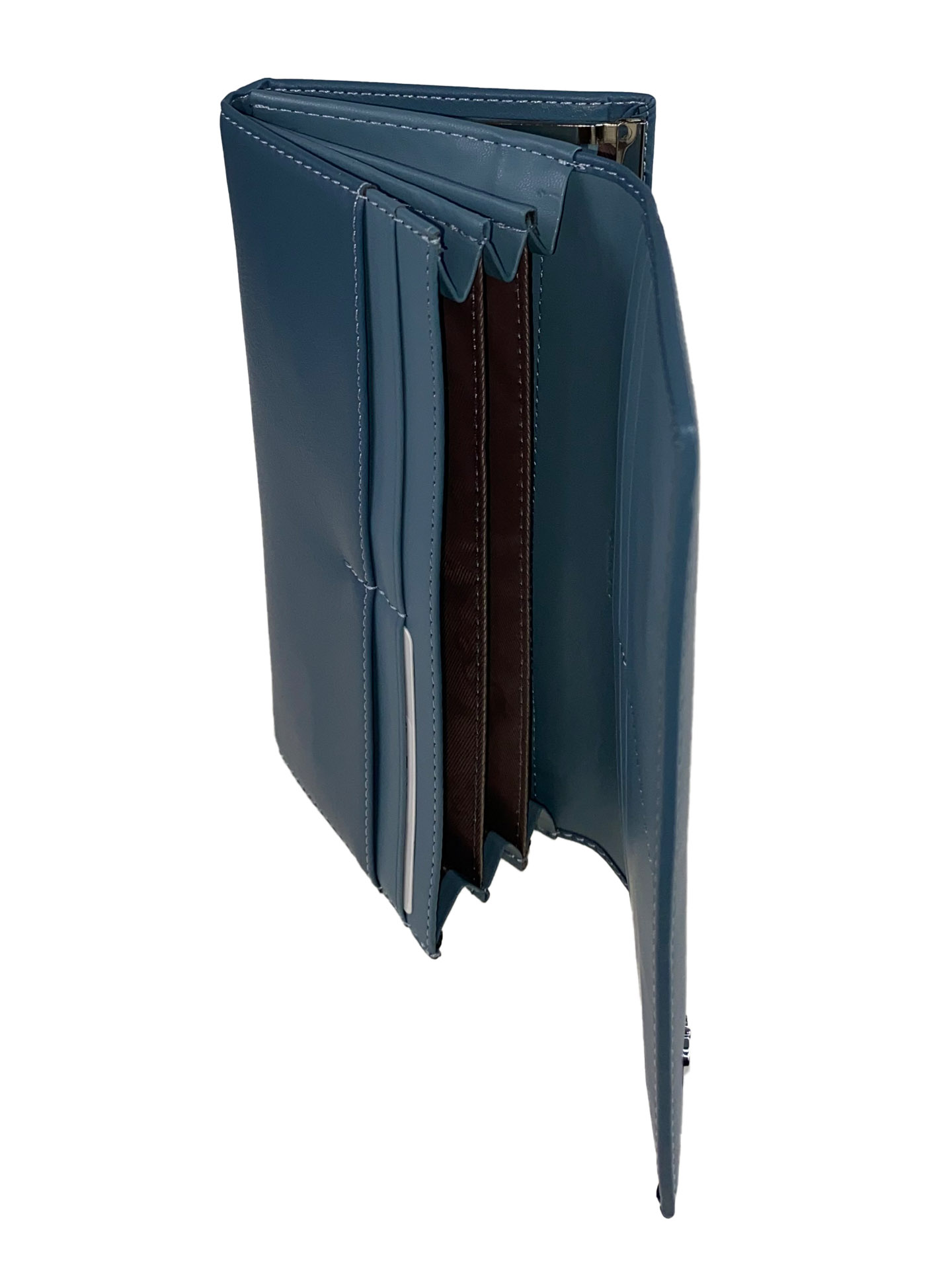 На фото 2 - Женский кошелёк-портмоне из искусственной кожи с металлическим декором, цвет голубой