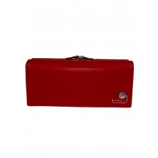На фото 1 - Женский кошелёк-портмоне из искусственной кожи с металлическим декором, цвет красный