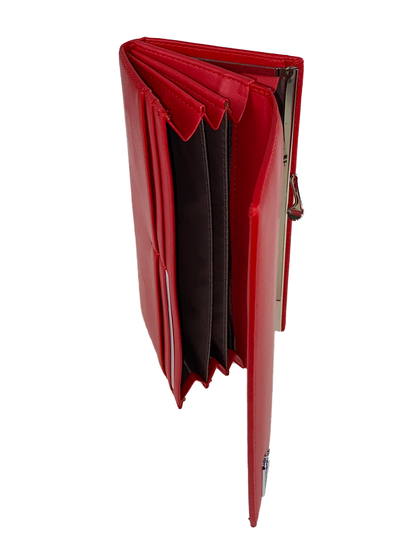 На фото 2 - Женский кошелёк-портмоне из искусственной кожи с металлическим декором, цвет красный