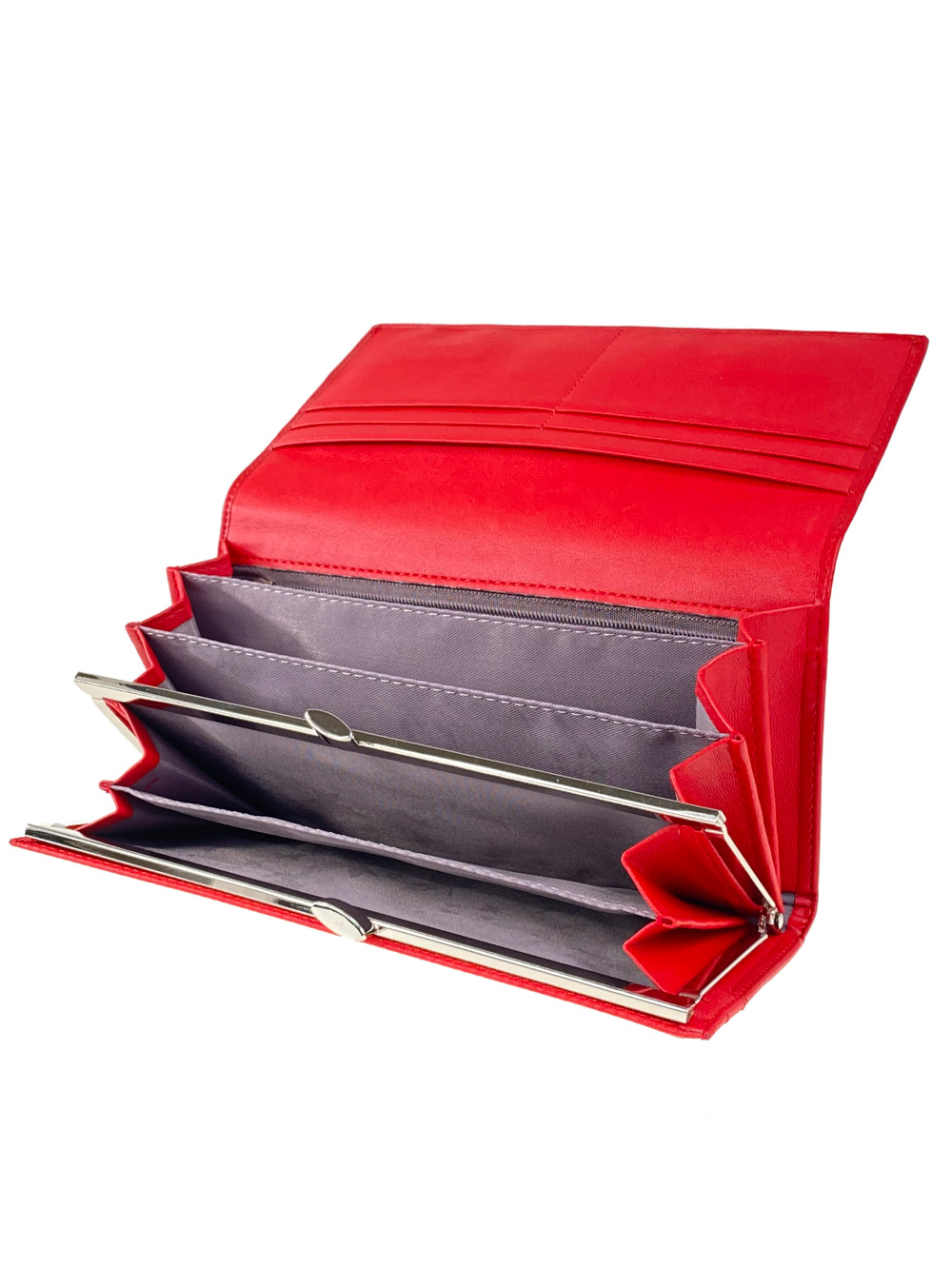 На фото 2 - Женский кошелёк-портмоне со стразами, красный