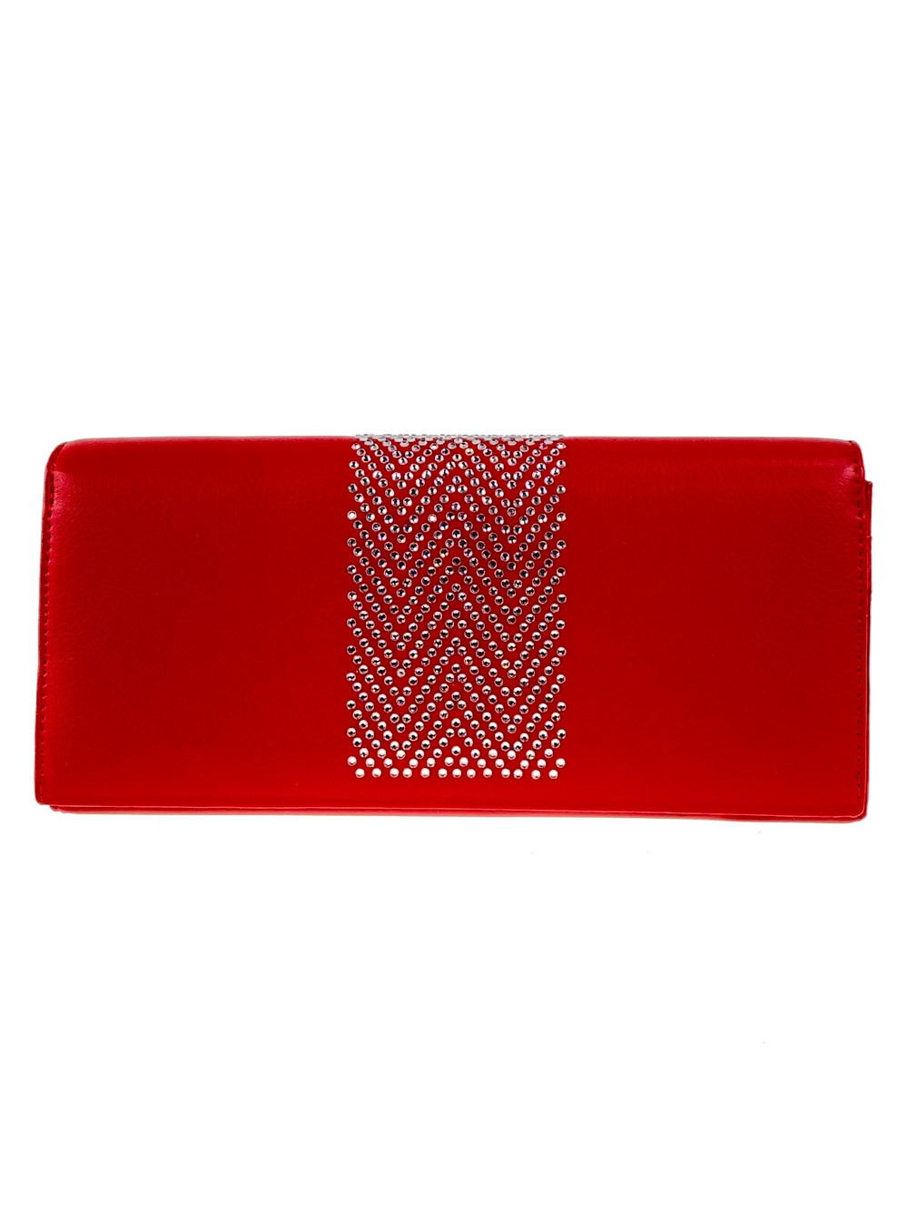 На фото 1 - Женский кошелёк-портмоне со стразами, красный