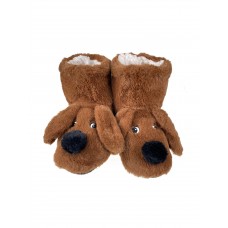 На фото 1 - Домашние тапочки-угги в виде собаки, цвет коричневый