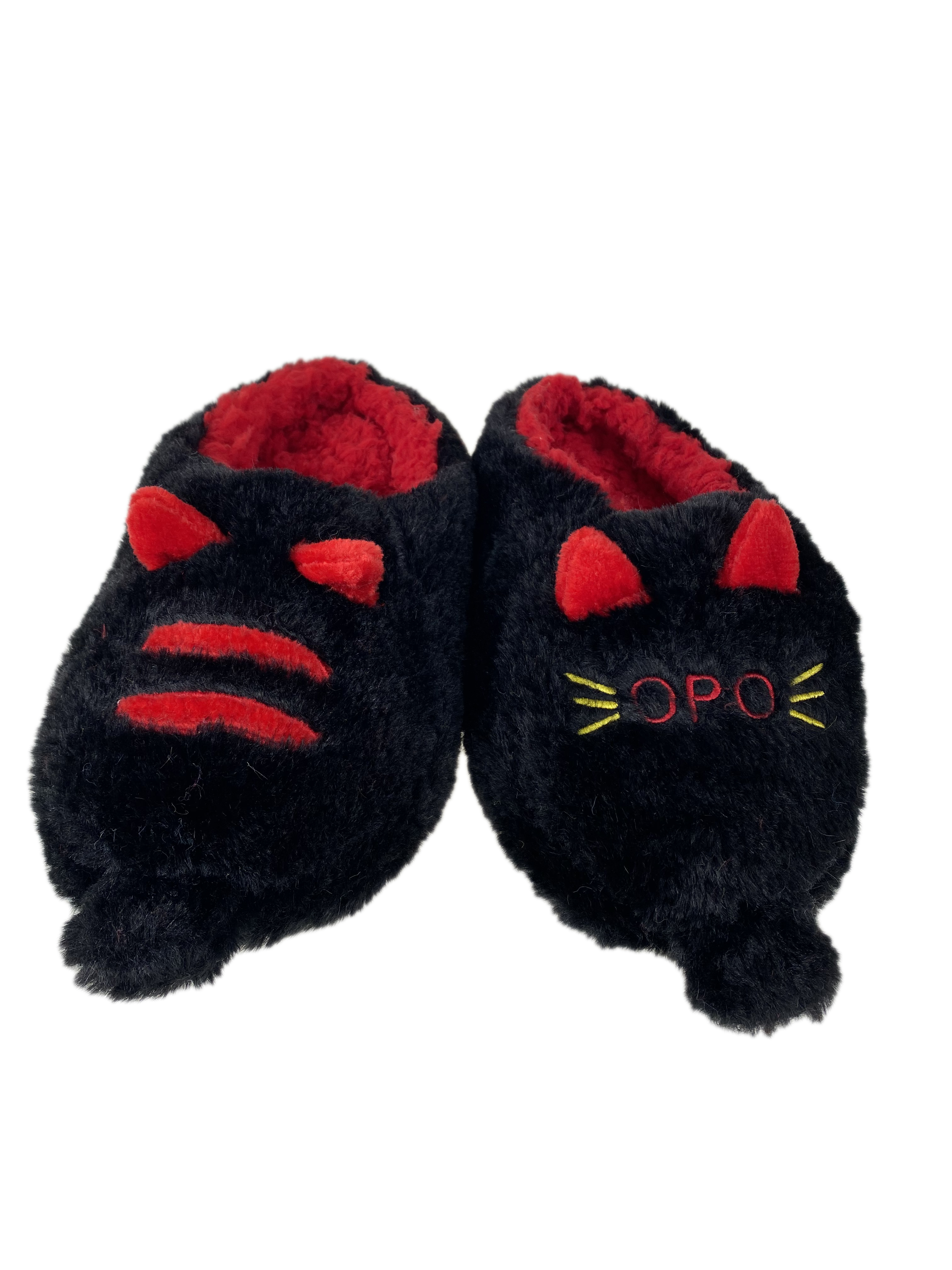 На фото 1 - Домашние тапочки-носочки, цвет черный с красным