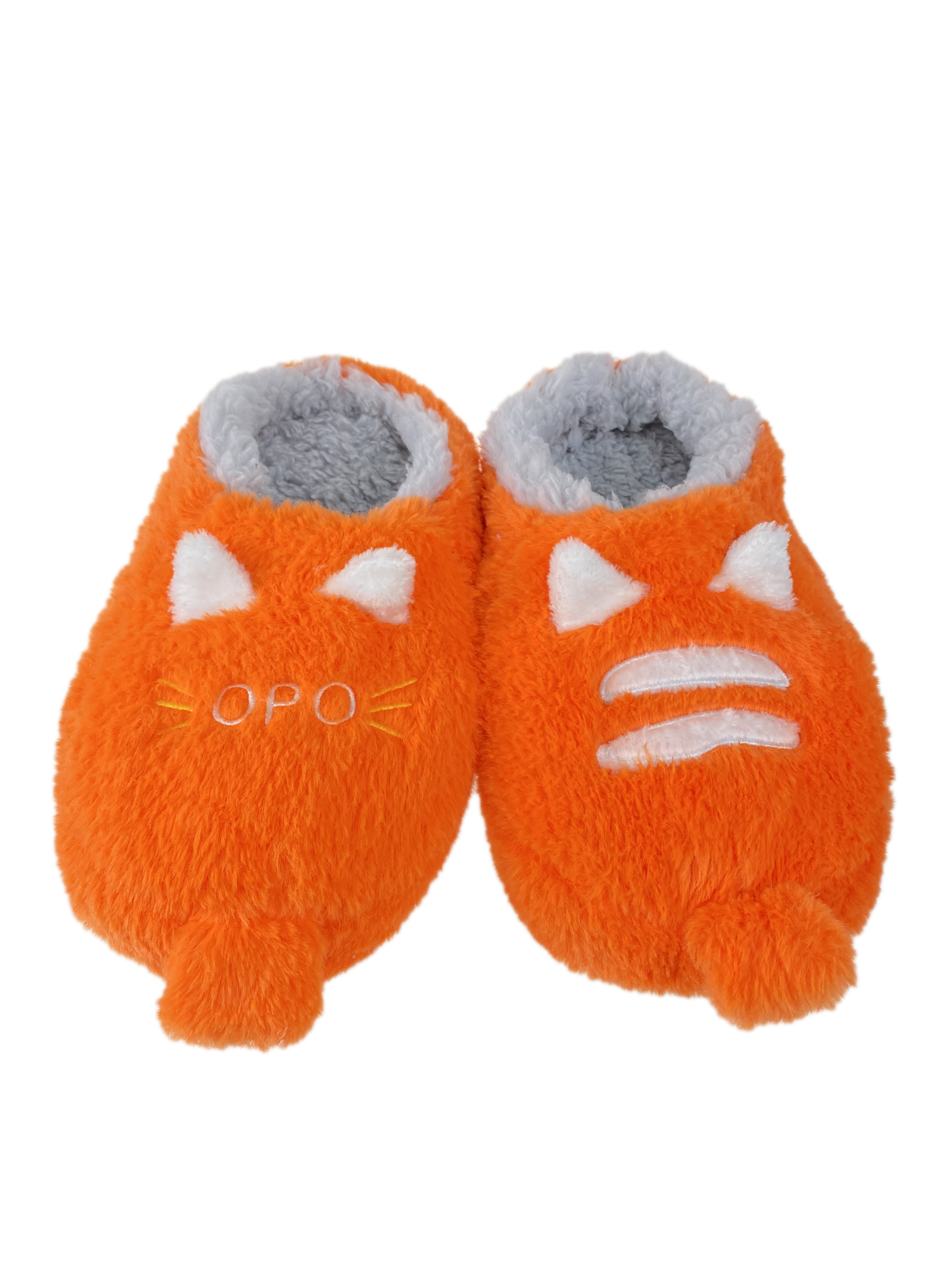 На фото 1 - Домашние тапочки-носочки, цвет оранжевый с серым
