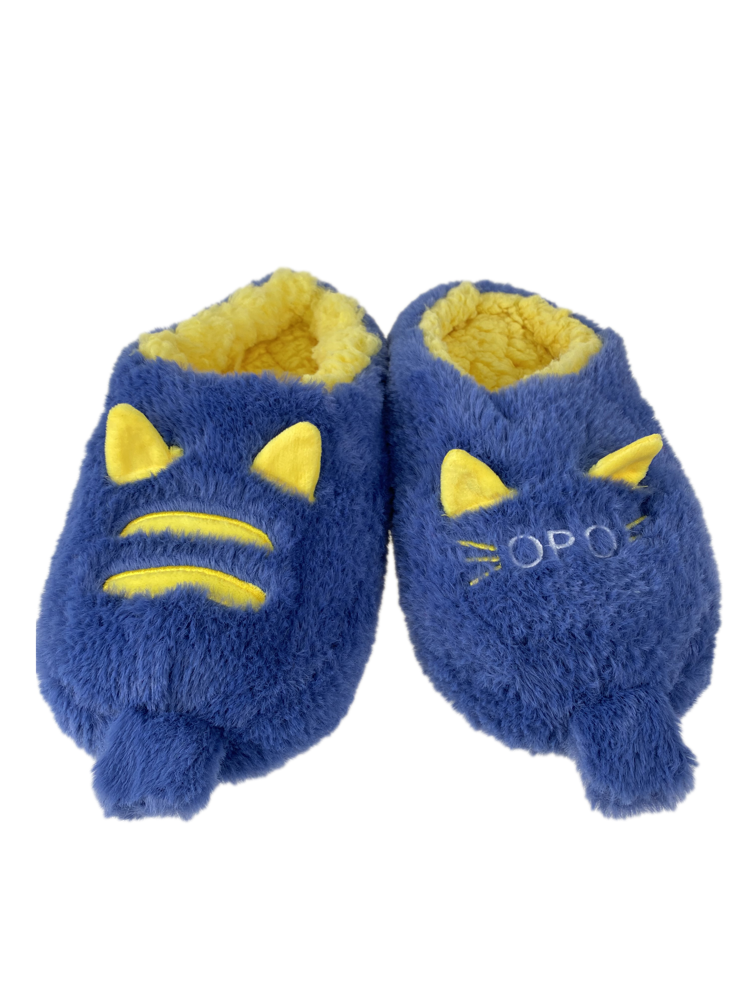 На фото 1 - Домашние тапочки-носочки, цвет синий с желтым