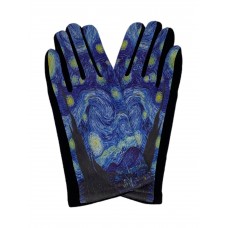 На фото 1 - Женские перчатки из велюра с принтом, оттенки синего