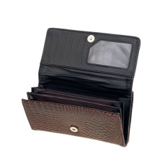 На фото 2 -  Женское портмоне из искусственной кожи, цвет шоколад