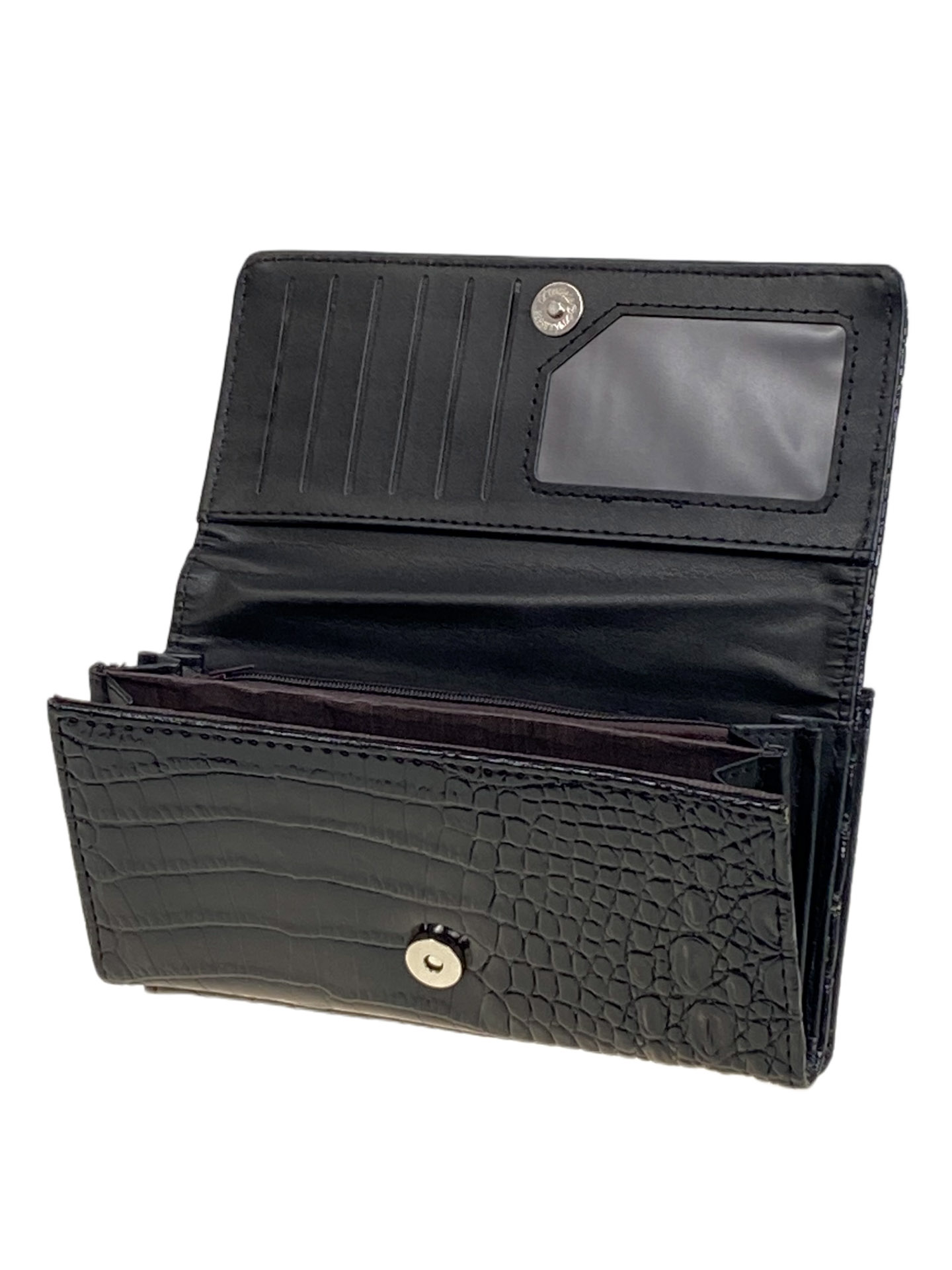 На фото 2 -  Женское портмоне из искусственной кожи, цвет черный