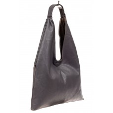 На фото 1 - Двухсторонняя женская сумка из искусственной кожи, цвет серый-бронза