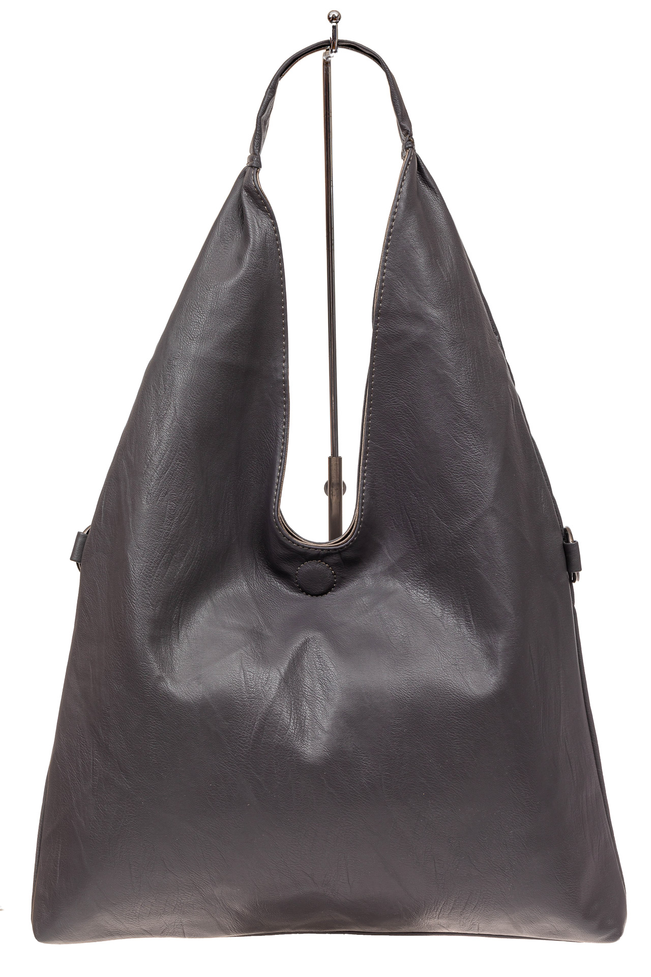 На фото 2 - Двухсторонняя женская сумка из искусственной кожи, цвет серый-бронза