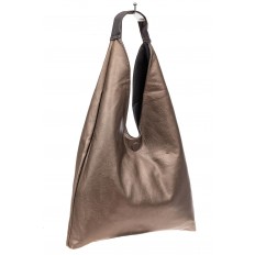 На фото 5 - Двухсторонняя женская сумка из искусственной кожи, цвет серый-бронза