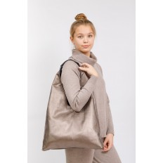 На фото 6 - Двухсторонняя женская сумка из искусственной кожи, цвет серый-бронза