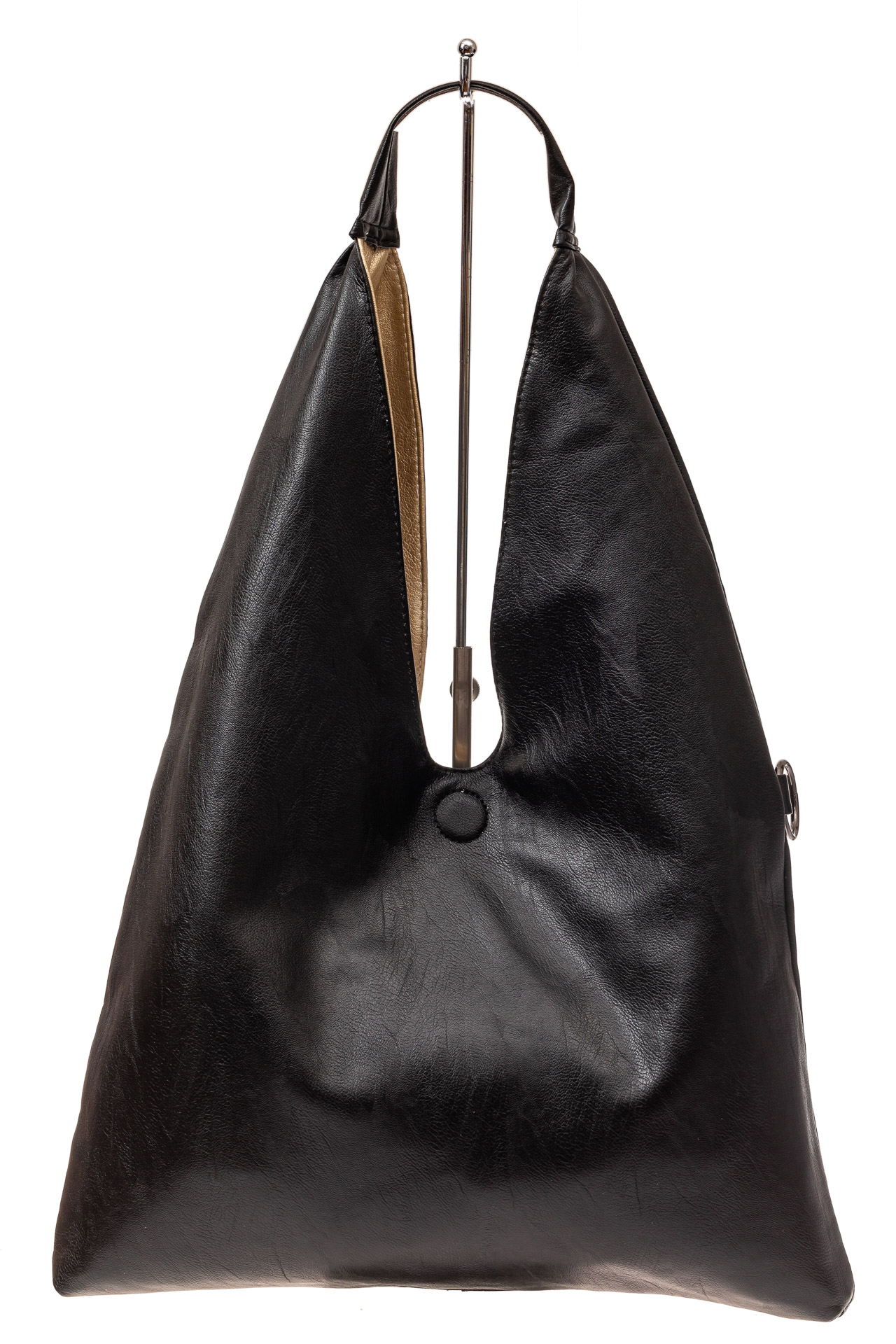 На фото 3 - Двухсторонняя женская сумка из искусственной кожи, цвет черный-молочный
