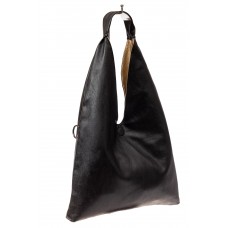 На фото 1 - Двухсторонняя женская сумка из искусственной кожи, цвет черный-молочный