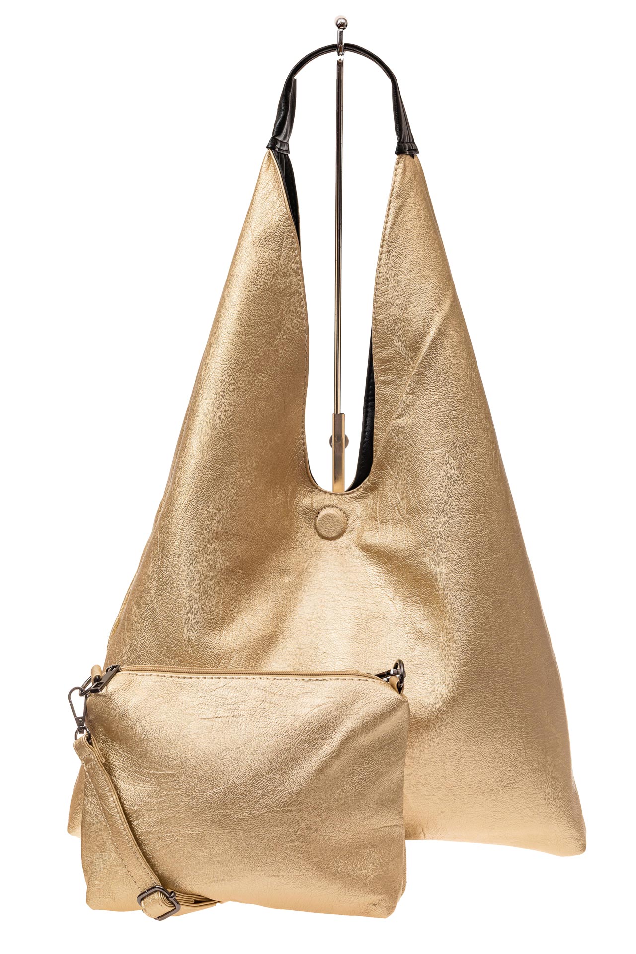 На фото 4 - Двухсторонняя женская сумка из искусственной кожи, цвет черный-молочный