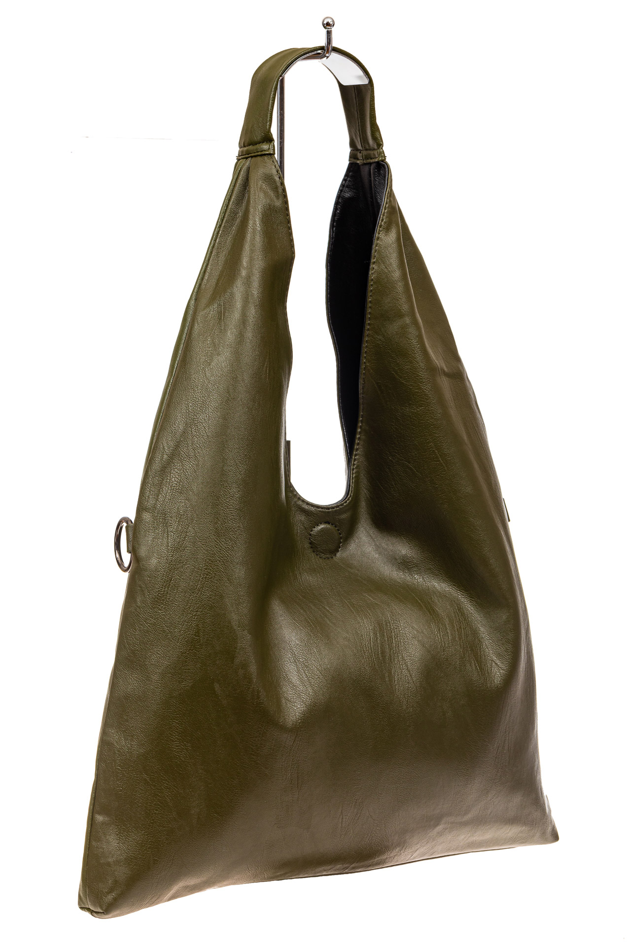 На фото 1 - Двухсторонняя женская сумка из искусственной кожи, цвет зеленый-черный