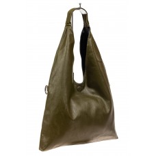 На фото 1 - Двухсторонняя женская сумка из искусственной кожи, цвет зеленый-черный