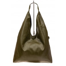 На фото 2 - Двухсторонняя женская сумка из искусственной кожи, цвет зеленый-черный