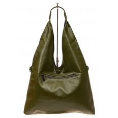 На фото 3 - Двухсторонняя женская сумка из искусственной кожи, цвет зеленый-черный
