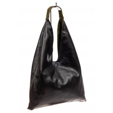 На фото 5 - Двухсторонняя женская сумка из искусственной кожи, цвет зеленый-черный