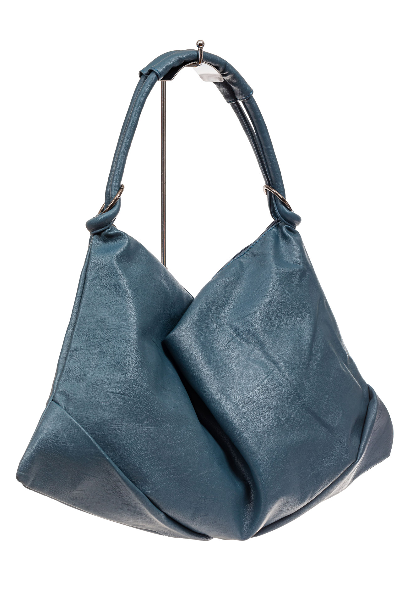 На фото 1 - Большая женская сумка из искусственной кожи, цвет голубой