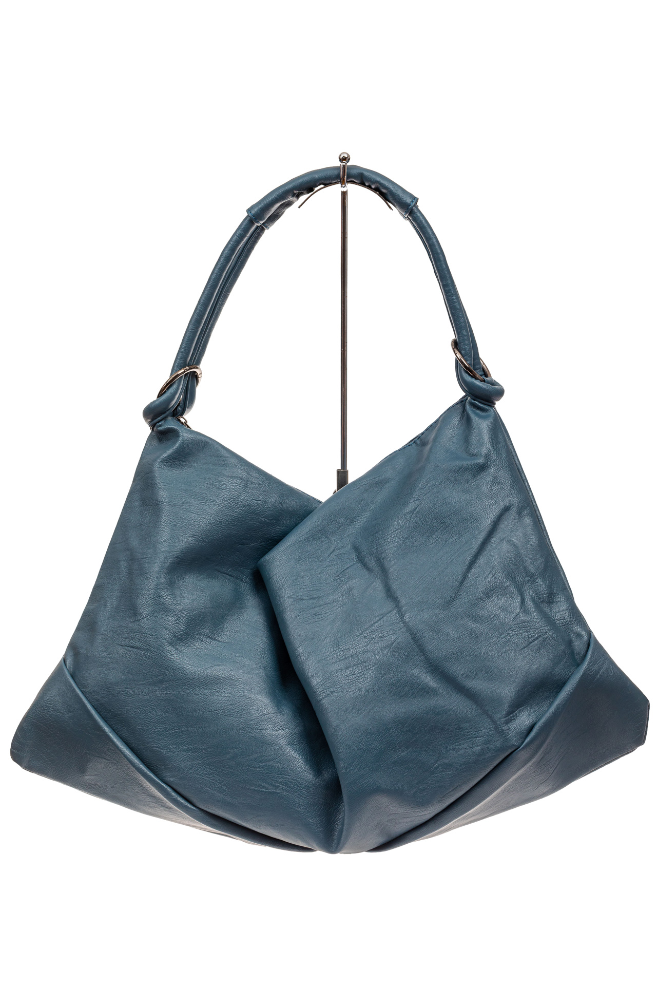 На фото 2 - Большая женская сумка из искусственной кожи, цвет голубой
