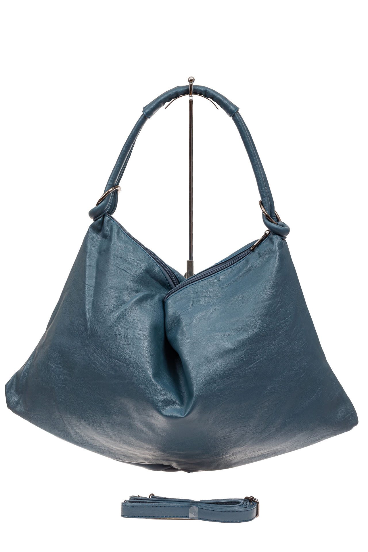 На фото 3 - Большая женская сумка из искусственной кожи, цвет голубой