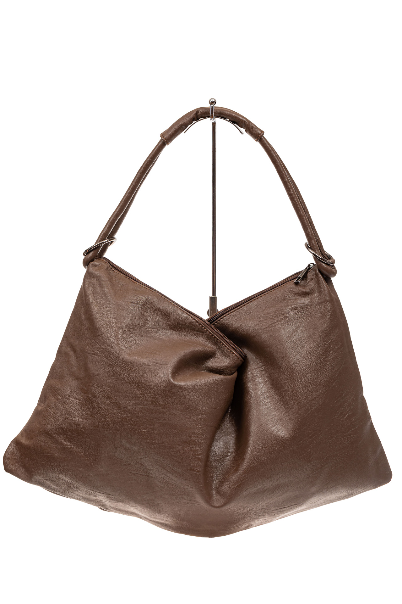 На фото 3 - Большая сумка из искусственной кожи, цвет коричневый
