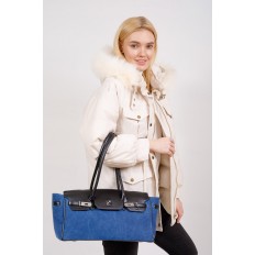 На фото 5 - Женская сумка-багет из брезентовой ткани, цвет синий