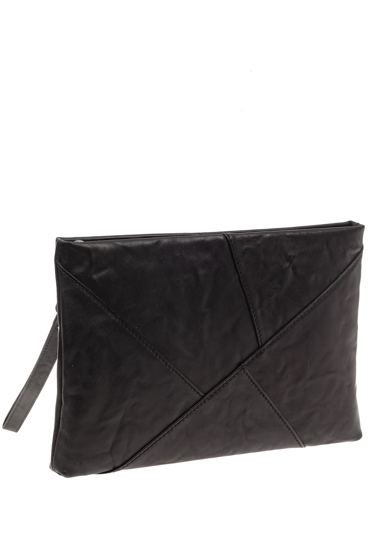 На фото 1 - Кожаная мужская сумка клатч под документы, цвет черный