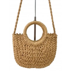 На фото 2 - Плетеная сумка-корзинка из соломы, цвет песочный