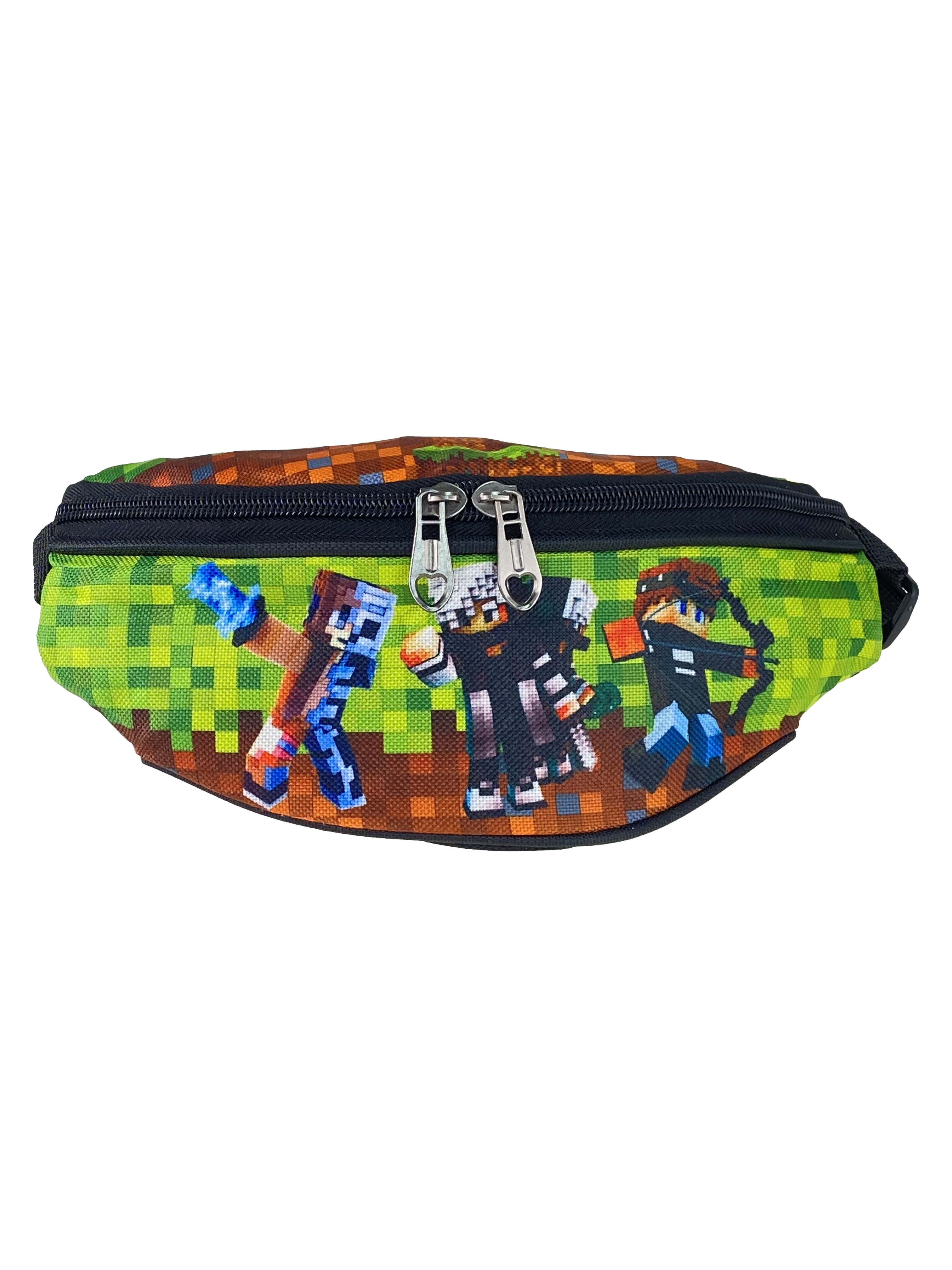 На фото 1 - Детская сумка на пояс из текстиля с принтом, разноцветная